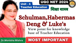 Schulman  Habermas  Deng amp Luke  Understanding the knowledge base of teacher education  UGC NET [upl. by Huberman]