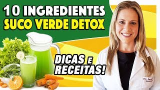 SUCO VERDE para EMAGRECER  10 Super Alimentos Detox RECEITAS  DICAS [upl. by Lenahc]