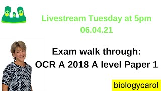 A level Biology OCR A Paper 1 2018 [upl. by Alexine]