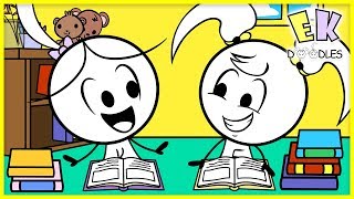 READING FUN with Emma amp Kate  EK Doodles Educational Animation [upl. by Assirehs]