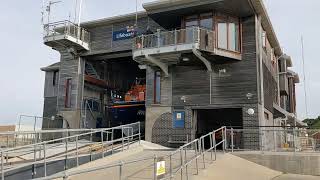 RNLI Shoreham Harbour Lifeboat Launching To Escort HMS Shoreham Into Shoreham For The Last Time [upl. by Uok5]