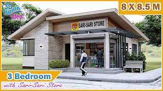 SMALL HOUSE DESIGN  3 bedroom with SariSari Store [upl. by Weil]