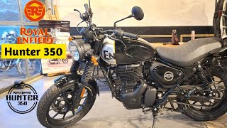 Royal Enfield Hunter 350 Rebel Black 🖤 Full Detailed Review  Bikes review point [upl. by Gnni]