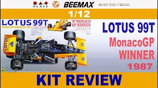 KIT REVIEW【BEEMAX】112 LOTUS 99T 1987 MonacoGP WINNER [upl. by Douglas]