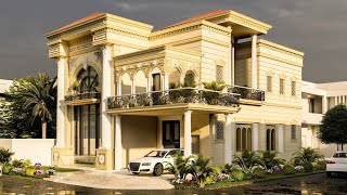 10 Marla 40X65 Victorian Style Corner House Design with Basement  Butterfly Design of Stairs [upl. by Drona]