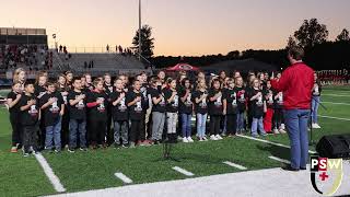 PSW FOOTBALL EXTRA Cherokee Elementary performs the National Anthem for Sonoraville at Cedartown [upl. by Tireb]