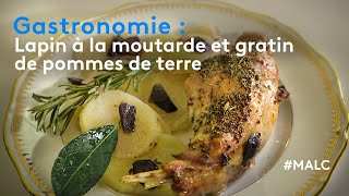 Gastronomie  lapin à la moutarde et gratin de pommes de terre [upl. by Ajiam]