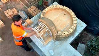 Building a Brick wood fired dome pizza oven [upl. by Aerdnua]