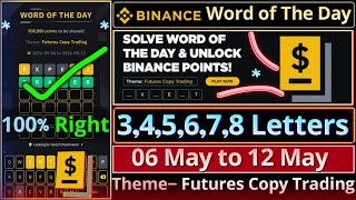 Futures Copy Trading Theme WOTD  Binance New WODL Answers Today  All Letters Word of the day [upl. by Yelad]