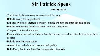 quotSir Patrick Spensquot SummaryAnalysisThemes [upl. by Row]