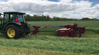 John Deere 5065M mowing Abruzzi Rye for hay [upl. by Newkirk]