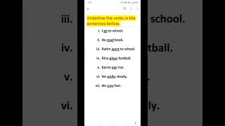 Underline the verbs in the sentences bellow verbs underline reels video [upl. by Ynner188]