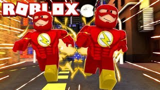 WE ARE TEAM OF FLASH in ROBLOX 2 PLAYER SUPERHERO TYCOON [upl. by Ahsitel531]