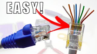 How to Wire Up Ethernet Plugs the EASY WAY Cat5e  Cat6 RJ45 Pass Through Connectors [upl. by Aelber402]