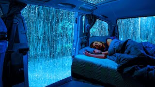 Sounds Rain amp Thunder on Cozy Car ⚡ Best Relaxing White Noise to End Insomnia for Deep Sleep ASMR [upl. by Esinned7]