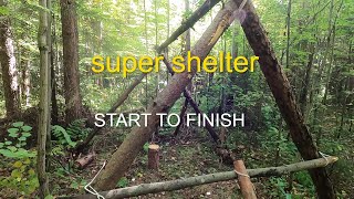 shelter in forest bushcraft construction from start to finish [upl. by Susannah464]