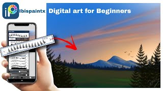 Ibispaintx Easy Tutorial for beginners how to draw beautiful landscape  digital art on phone [upl. by Meris]