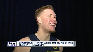 Michigans Brazdeikis quotI think were the 1 team in the nationquot [upl. by Anwahsiek636]