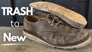 Red Wing Moc Oxford Shoe Restoration  Total Shoe Makeover [upl. by Assilana]