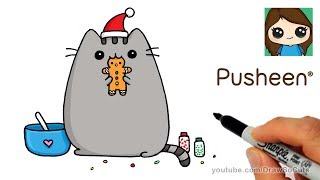 How to Draw Pusheen Gingerbread Man Cookie Easy [upl. by Gnem]