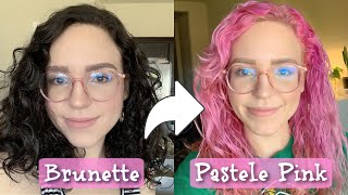 DIY BROWN TO PASTEL PINK HAIR  VLOG [upl. by Montgomery133]