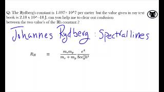 Rydbergs Constant vs Rydbergs Unit of Energy [upl. by Major]