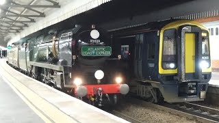 Autumn Mainline Steam Clan Line departure from Salisbury a bit of slip and lots of steam [upl. by Llehcram447]