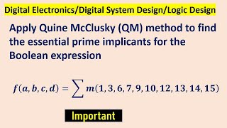 Quine McClusky QM method to find the essential prime implicants [upl. by Sello]