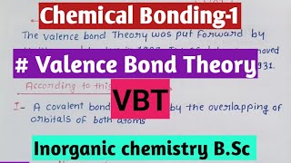 Valence Bond Theory VBT [upl. by Japeth]