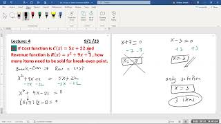 Lec4 Sec12 13 M2009 F23 Baruch Application of Linear function Cost Revenue Profit Break Even [upl. by Trumann]