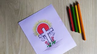 How To Draw A Christian Cross  Easy Drawing For Beginners [upl. by Ludie]