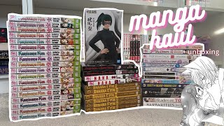 manga haul amp unboxing🍓  february 40 volumes shelving at the end [upl. by Eelymmij]