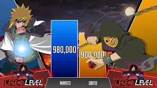 Minato vs Obito POWER LEVELS 🔥  Naruto Power Levels [upl. by Lettie723]