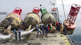 Cleaning Massive US Anchor Buoys in Middle of The Ocean [upl. by Furey733]