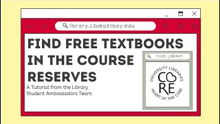 Finding Free Textbooks in the CSUEB Course Reserves [upl. by Luas774]