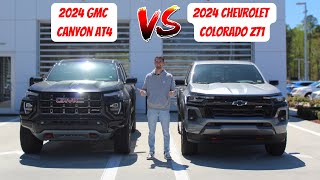 2024 GMC Canyon AT4 VS 2024 Chevy Colorado Z71  Which Midsize Truck Is The Better Deal [upl. by Nrevel]