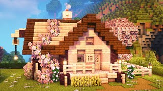 Building a Cozy Cherry Cabin  Minecraft Relaxing Longplay No Commentary [upl. by Agni]