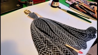 Fashion Dress Fabric Painting With Pen [upl. by Ardnael]