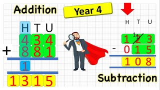 Column Addition And Subtraction Year 4  The Maths Guy [upl. by Ralyks]