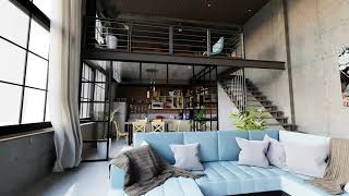 Loft Industrial  Renderizado de interiores [upl. by Otilopih442]