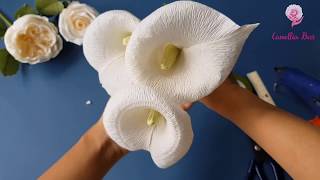 DIY Paper Calla Lily DIY how to make crepe paper flowers white [upl. by Klina]