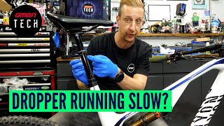 How To Service A Slow MTB Dropper Post  Mountain Bike Maintenance [upl. by Inkster]