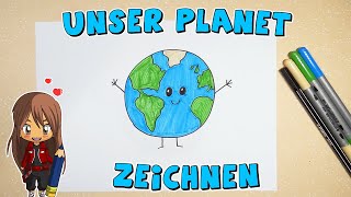 Unser Planet einfach malen für Kinder  ab 6 Jahren  Malen mit Evi  deutsch [upl. by Ydnar]