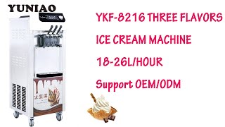 YKF8216 Hotel 3 Flavors Commercial Soft Ice Cream Maker Soft Serve Ice Cream Machine 2024 [upl. by Acinet]