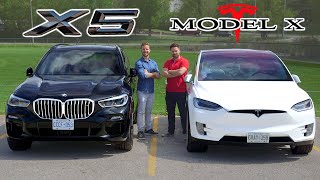 2019 BMW X5 50i vs Tesla Model X  Battle Of The Xs [upl. by Nashoma]