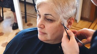 HAIRCUT FOR MATURE WOMEN – BOYISH BLONDE SHORT OVER 50 [upl. by Ynffit]