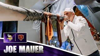 Joe Mauer Leads Skol Chant amp Sounds Gjallarhorn Prior to Vikings vs Bears Game [upl. by Anaitsirk]