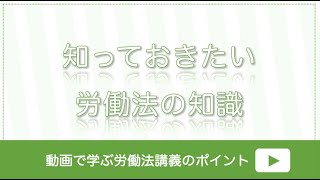 知っておきたい労働法の知識（動画で学ぶ労働法講義のポイント） [upl. by Ybok671]