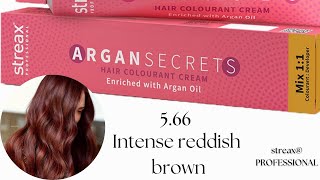 How to do intense reddish brown 566 colour with Streax Argan secrets professional hair colour [upl. by Goldsmith233]