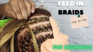 How to Do Feed In Braids for Beginners StepbyStep  Part 3 of Braiding Series [upl. by Alyekahs]